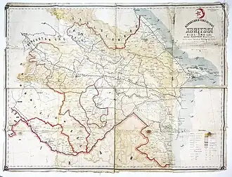 Политическая и физическая карта Азербайджана (1925) составленная топографом Ибрагим ага Векиловым