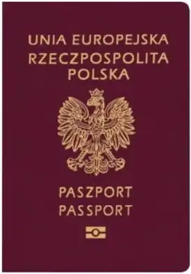 Лицевая сторона обложки биометрического паспорта гражданина Польши