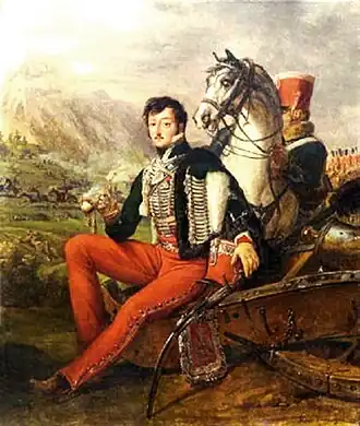Портрет  Мари-Жозефа Савуа-Кариньяна, принца Савойского дома, в гусарском мундире, 1811 год, художник Орас Верне.