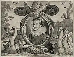 Портрет поэта Яна Янса Стартера. Титул издания “JJ Starter in Friesche Lusthof”. 1623. Офорт