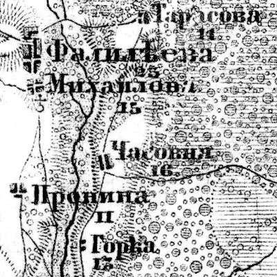 Деревня Пронино на карте 1917 года