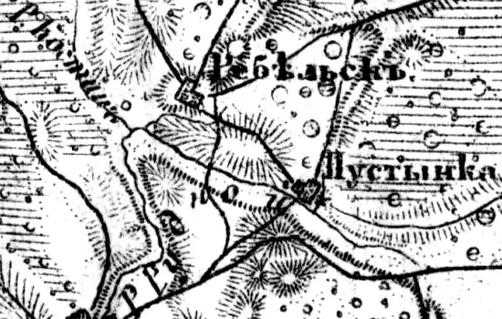 Деревня Пустынька на карте 1919 года