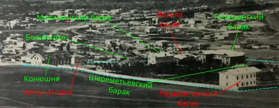 здания Пятигорской колонии Красного Креста на общей фотографии
