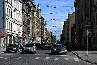 Вид от перекрёстка с улицей Кришьяня Барона