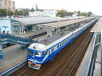 ЭР2Р-7022 в сине-серой окраске Ярославского направления МЖД