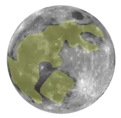 Лунный заяц толчёт ступу: наложенный на фото Луны жёлтый контур