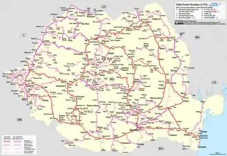 Карта румынских железных дорог
