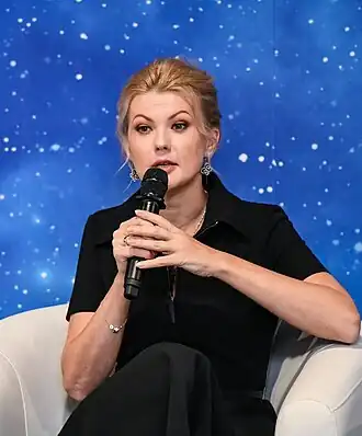 Замминистра просвещения Российской Федерации Марина Ракова во время выступления в образовательном центре «Сириус», 2020