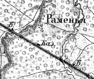 Деревня Раменье на карте 1915 года