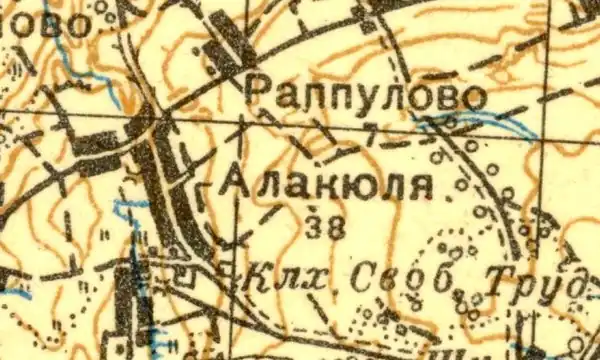 Деревня Алакюля на карте 1931 года