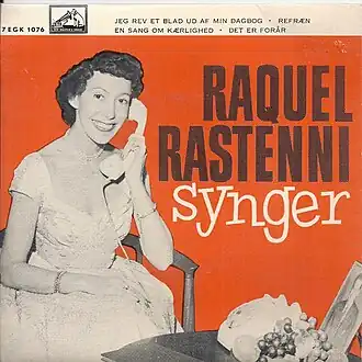 Обложка сингла Ракель Растенни «Jeg rev et blad ud af min dagbog» (1958)