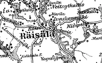Село Ряйсяля на финской карте 1923 года