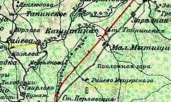 Деревня Раево (Райева) и мыза Раево (Райево Мещерскаго) на карте (примерно 1900 год)