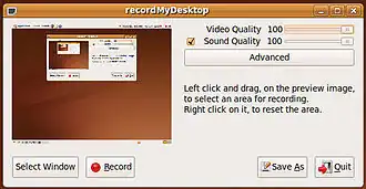 Скриншот программы RecordMyDesktop