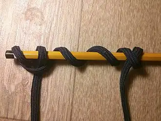 Стопорный узел, Reef Pendant Hitch.Штык на мачте для задержки находящийся под натяжением троса.:56.