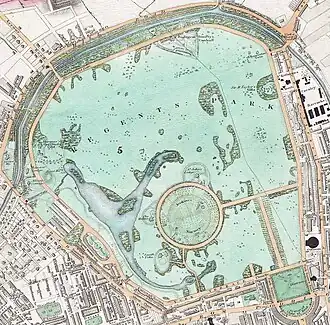 Парк на карте 1830 года