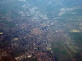 Вид с воздуха на город Реджо-нель-Эмилия, Эмилия