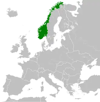 Карта рейхскомиссариата Норвегия в 1942 году