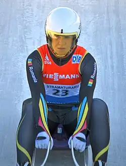 Raluca Strămăturaru at training for Luge world cup 2015 in Altenberg/Germany.