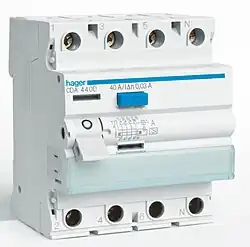 УЗО HAGER 4P, 40А, ток утечки 30мА