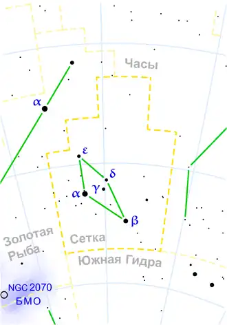 α в созвездии Сетка