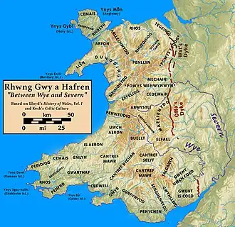 Выделенные реки Уай и Северн, являвшиеся границами княжества Феррег