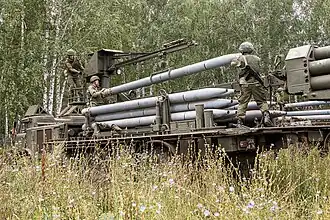 Заряжание БМ 9П140 из ТЗМ 9T452