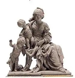 Дева Мария с младенцами Христом и Иоанном Крестителем. Ок. 1650. Терракота