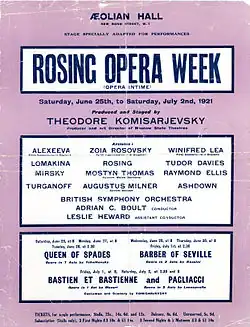 Rosing Opera Week — June 1921