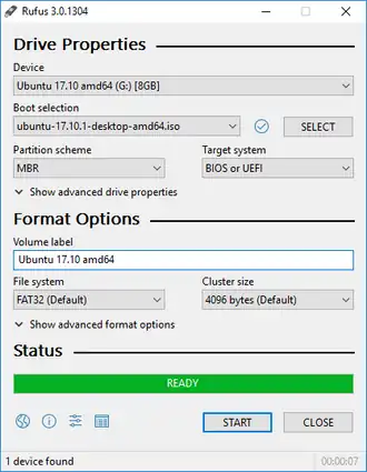 Скриншот программы Rufus
