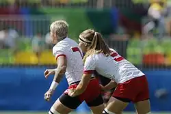 Джен Киш (слева, номер 7) в игре против Японии (Олимпиада-2016)