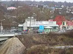 КПП Ивангород на границе России и Эстонии, вид с эстонской стороны