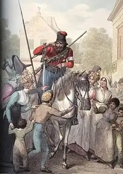 Конный казак на улицах Парижа.