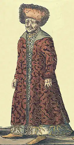 Изображение Захария Сугорского на немецкой гравюре «Русское посольство» 1576 года