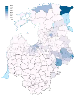 Карта расселения русских в Прибалтике