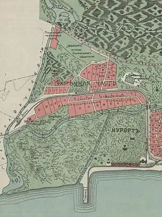 Еврейское кладбище (выделено овалом) на плане Сестрорецка 1912 года