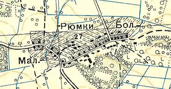План деревни Рюмки. 1939 год