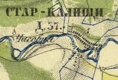 План деревни Старые Калищи. 1860 год
