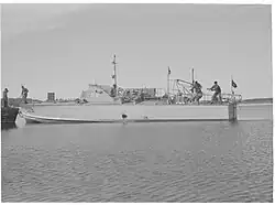 Итальянский торпедный катер MAS 529 в Пункасалми (Пункахарью) перед отправкой по железной дороге на Ладожское озеро, июнь 1942 года; фотография из архива Сил обороны Финляндии (SA-kuva).