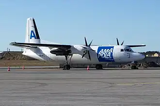 Самолёт Fokker 50 (SE-MFJ) в аэропорту Висбю