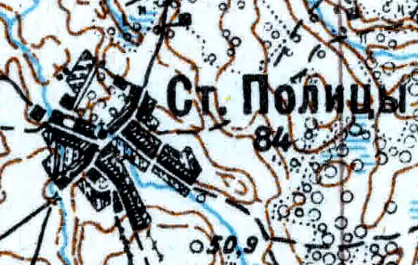 Деревня Старые Полицы на карте 1926 года