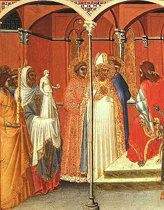 Пьетро Лоренцетти. Святой Савин с проповедью перед Венустианом