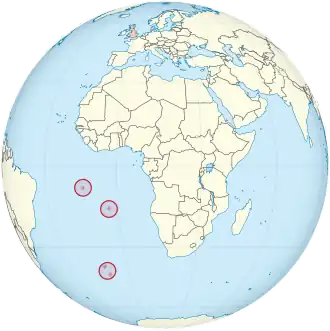 Острова Святой Елены, Вознесенияи Тристан-да-Кунья на карте