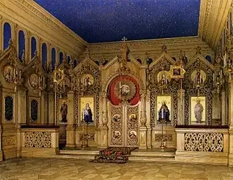 Интерьер церкви(акварель К. А. Ухтомского, конец 1850-х гг.)