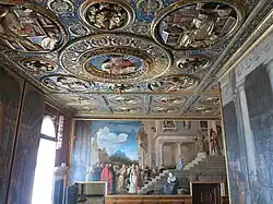 Зал Альберго Скуолы Гранде Санта-Мария-делла-Карита (ныне зал галереи Венецианской академии). Картина Тициана «Введение Девы Марии в храм». Между 1534 и 1538. Холст, масло