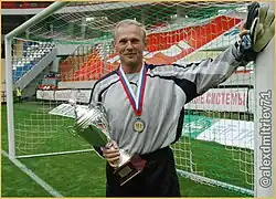 Валерий Самохин. Вратарь команды ветеранов «Динамо» Киев. 6 августа 2006. Москва. Стадион «Локомотив»