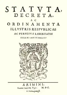 Титульная страница Конституции Сан-Марино