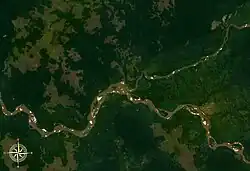 Место впадения Санкуру в Кассаи. Вид из космоса