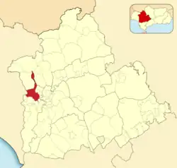 Расположение муниципалитета Санлукар-ла-Майор на карте провинции