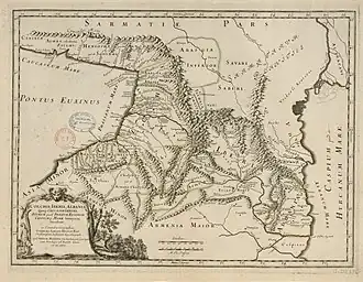 Таохи на карте Колхиды, Иберии, Албании и т. д. от Гийома Сансона, 1667 год.